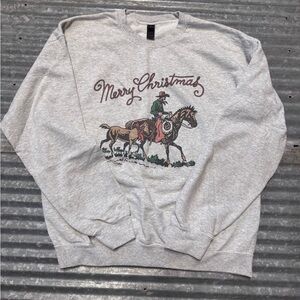 Gray Western Merry Christmas Sweater